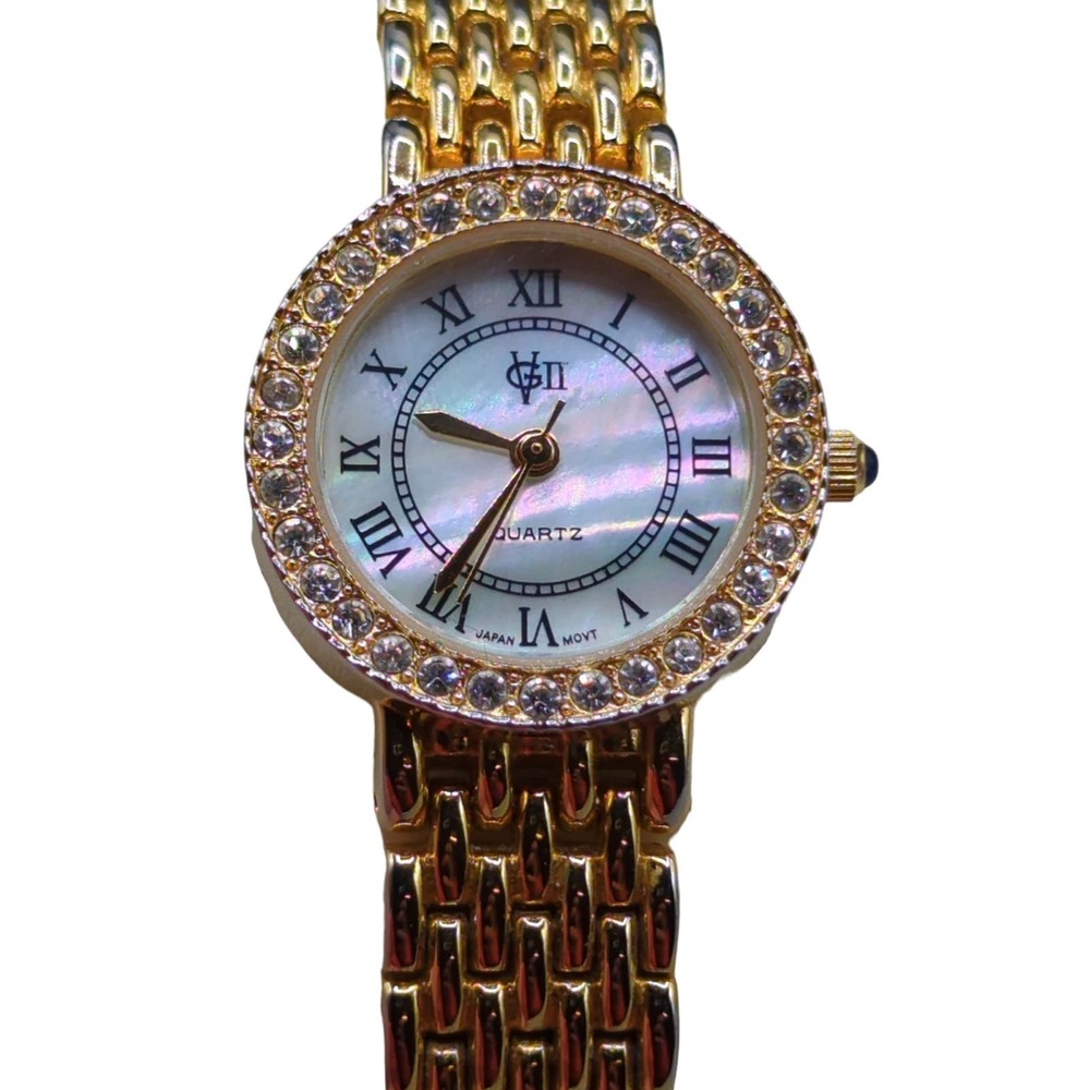Gv2 Gevril gold tone Women's wrist watch with mother of pearl face